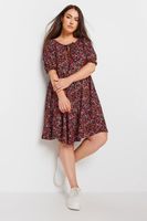 yours vestido corto negro de florecitas naranja mujer curvy y tallas grandes yours
