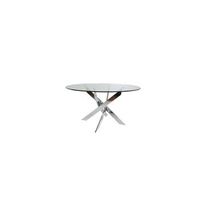 mesa redonda moderna con acabado cromado elegante