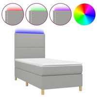 estructura de cama led con cabecero con somier y cubrecolchon 100x200 cm tela gris claro tdl0207953