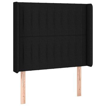 Cabecero Con Orejas De Tela Negro 103x16x118/128 Cm Vidaxl