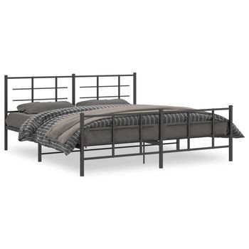 Cama Matrimonial | Cama Para Adultos | Estructura De Cama Cabecero Y Estribo Metal Negro 180x200 Cm