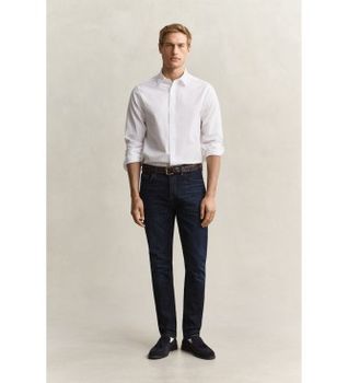 Gant para hombre. 1000010 Jaans Slim Fit Azul Oscuro (31/32), Casual, Algodón, Denim
