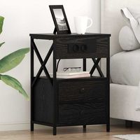armario de noche - mueble para dormitorio - madera de ingenieria - roble negro 40x31x60cm