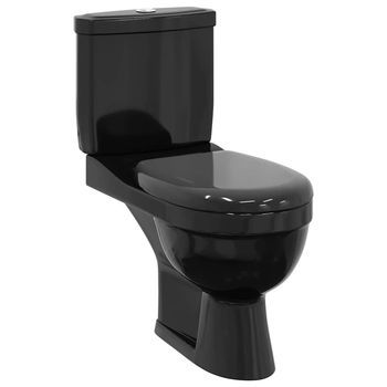 Inodoro Wc Con Cisterna Negro Vidaxl