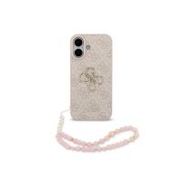 guess funda para iphone 17  carcasa de polipiel rosa con logo 4g clasico y correa de perlas diseno elegante y ajuste preciso
