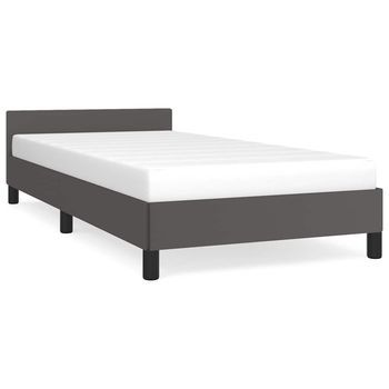 Estructura De Cama Con Cabecero Sin Colchón Gris 90x200 Cm Vidaxl