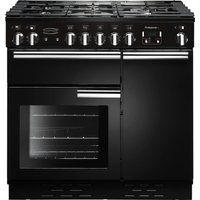 rangemaster professional 90 gas range cooker - black  chrome black