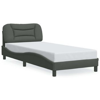 Estructura De Cama Sin Colchón Hvar Tela Gris Oscuro 90x200 Cm Vidaxl