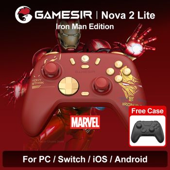 Control Inalámbrico GameSir Nova 2 Lite Edición Iron Man para PC, Switch 2/1, Steam, iOS, Android, Gamepads con Joysticks de Efecto Hall