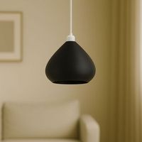 lampara de techo modelo gokai nblb negro cable de seda trenzado blanco embellecedor floron de techo blanco luz led e27
