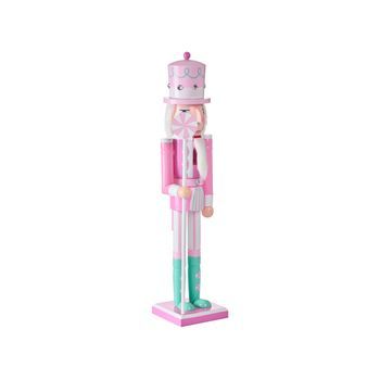 Figurita Decorativa Navidad De Cascanueces De Madera De Pino Con Boca Que Se Abre Hecha A Mano Rosa Dalalven
