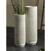 vasija relieve lineas verticales beige s2 26dx80 cm
