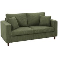 homcom sofa 2 plazas en terciopelo acanalado asiento amplio y profundo reposabrazos anchos para salon 170x80x82 cm verde   aosom espana