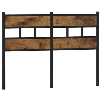 Cabecero De Hierro Y Madera De Ingeniería Roble Ahumado 120 Cm