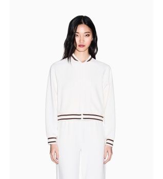 A|X Armani Exchange para mujer. XW002071AF10804U1003 Sudadera Bomber blanca (L), Blanco, Casual, Clásico, Modal, Manga corta