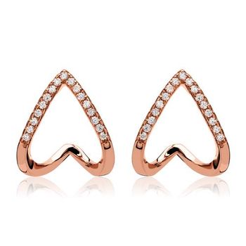 Pendientes plata 925 oro rosado IP circonita