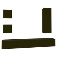 set de muebles para tv 5 piezas madera contrachapada negro vidaxl