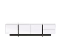 mueble tv moderno de 190 cm con 3 puertas y 2 cajones - blanco brillante y negro
