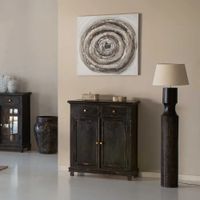 cuadro con relieve pintado a mano blanco y gris 80x80x3h cm