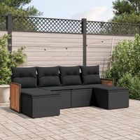 conjunto de sofas de jardin 6 uds  mueble jardin mesa y sillas y cojines ratan sintetico negro cfw237206