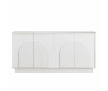 Aparador moderno 160 cm - 4 puertas abombadas, estructura de mdf con acabado mate, elegante y funcional solución de almacenamiento para salón y comedor - blanco
