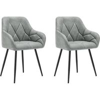 set 2 sillas de comedor de piel sintetica sillas de cocina con respaldo reposabrazos patas de metal silla ergonomica - gris - woltu