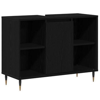 Gabinete De Baño Negro 80 X 33 X 60 Cm Madera De Ingeniería Vidaxl