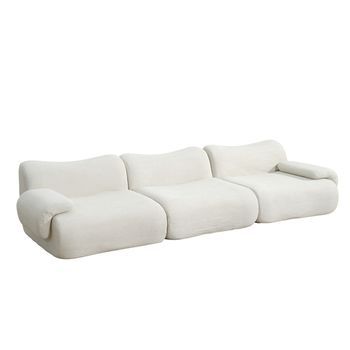 Sofá Comprimido De Terciopelo Beige De 4 Plazas Poole