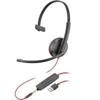 auriculares poly con cable usb-a y 35 mm con microfono y cancelacion de ruido negro