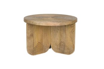 Mesa de centro redonda de madera de mango tallada
