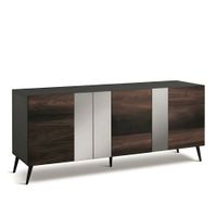 aparador de 3 puertas con espejos de madera marron 180x50 cm 80h