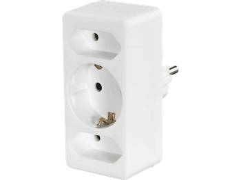 Ladrón de enchufes - Hama 00223215, 250V, 3680W, 1x Enchufe con contacto a tierra, 2x Enchufes europeos, Blanco