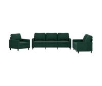 vidaxl juego de sofas con cojines 3 piezas terciopelo verde oscuro