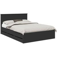 cama matrimonial  cama para adulto  estructura de cama negro 140 x 200 cm madera ingenieril
