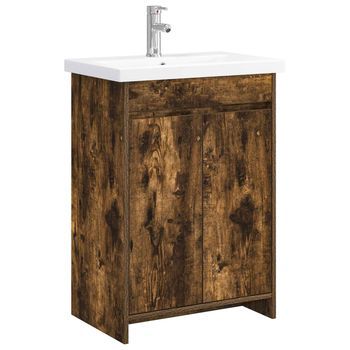 Juego De Muebles De Baño Roble Ahumado 61 X 40 X 84,5 Cm Vidaxl
