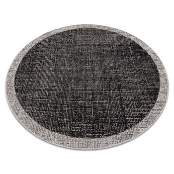 Alfombra De Cuerda Sisal Floorlux Circulo 20401 Marco Negro/plateado Circulo 160 Cm