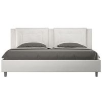 cama king size italiana de piel sintetica andry-color blanco-ropa de cama 200x200 cm