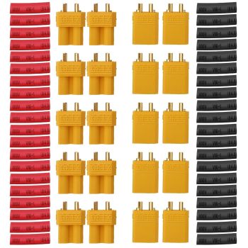 10 pares de conectores macho y hembra URUAV XT30U con tubo termorretráctil para baterías Lipo