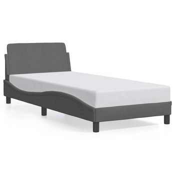 Estructura De Cama Dover Tela Gris Oscuro 90x200 Cm Vidaxl