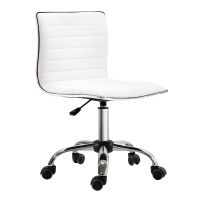 homcom silla de oficina sin brazos tapizada en pu carga 120 kg blanco
