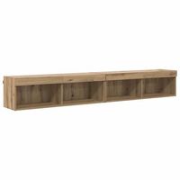 conjunto de mueble de tv 2 uds  mueble de salon  gabinete de tv roble artesanal 100 x 30 x 30 cm