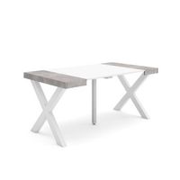 mesa consola extensible mesa comedor plegable 160 para 8 comensales patas madera maciza estilo moderno blanco y cemento