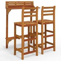 conjunto muebles de bar de balcon 3 uds  mesa y sillas madera maciza de acacia