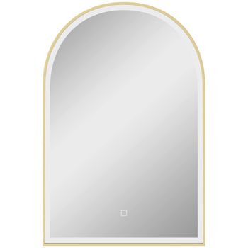 HOMCOM Espejo de baño LED 90x60 cm mural 3 colores arqueado marco de aluminio antivaho e interruptor táctil   Aosom España