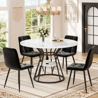 conjunto de mesa y 4 sillas - comedor - mdf metal y terciopelo - negro 100x100x76cm