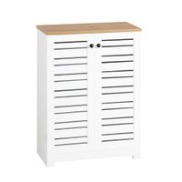 armario auxiliar para bano con 2 estantes y 2 puertas madera blanco