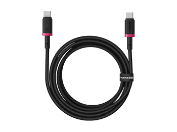 Cable USB - Baseus Dura, USB-C a USB-C, 200 cm, 100W, Carga rápida, Ultrarresistente, Negro y Rojo