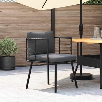 Silla De Jardín Con Cojines Ratán Sintético Negro Cfw724160