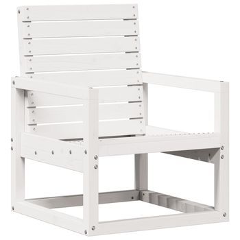 Silla De Jardín | Silla De Exterior | Sillón Madera Maciza De Pino Blanco 57,5x63x76 Cm