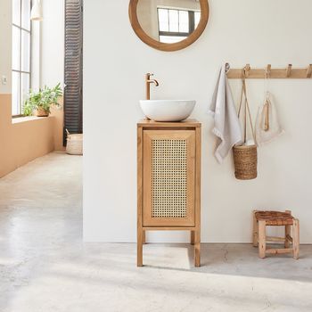 Lavamanos De Madera De Teca Maciza Y Rejilla De 35 Cm